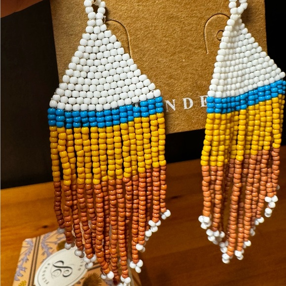 New in Box Korah Large Earrings~Plunder Seed Bead~Aztec Fall colors - Picture 2 of 6
